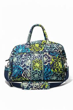 Vera Bradley Retired Katalina Blues Large Weekender Quilted Floral Duffel Bag
